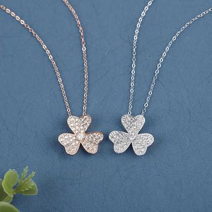 Van ketting klassiek charme ontwerp voor liefhebbers S925 puur zilver eenvoudige volledige diamant bloemblaadje bloem licht luxe zoete mode liefde mofj