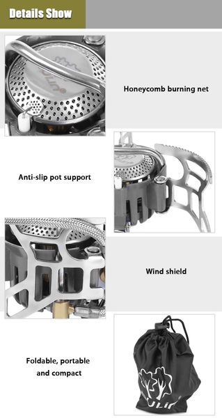 BULIN BL100 - T4 - Estufa de Camping portátil, estufa de Gas, cocina plegable de aleación de titanio dividida para exteriores, utensilios para pícnic portátiles