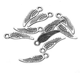 Bulk 1000PCS Legering Antieke zilvertoon 2 Zijdige 186 mm Angel Wing Charms Pendant Collection voor armband ketting Diy1519567