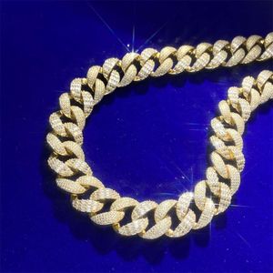 Bulk 16 mm Iced Out Méxage Baguette Coup Round VVS1 Moisanite Solid Gold plaqué Miami Cuban Link Chain