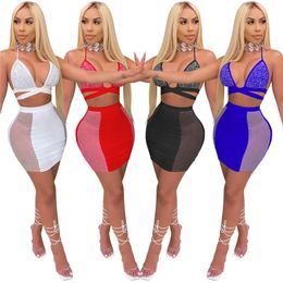 Bulk 2 stuk jurk mini sexy damesjurken beha rokken bodycon pak Feestavond casual sport minijurk vrouwen kleding klw6506