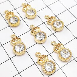 En vrac 200 pièces/lot 10*20mm pendentifs à breloques couronne plaqué or avec strass clair bon pour la fabrication artisanale de bricolage