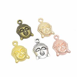 Bulk 200 pz / lotto Buddha Head Charms Ciondolo Yoga 21 14mm Meditazione Charms 6 Colori Buono per DIY Craft265A