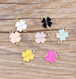 Bulk 200 stuksslot Clover Charms Hangers 12x19mm Armband Bedels Emaille Clover Hangers 7 Kleuren DIY ambachtelijke maken7708198