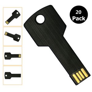 Bulk 20 unidades de memoria flash USB 2.0 de 1 GB con llave de metal, memoria flash en blanco para ordenador, portátil, tableta, almacenamiento de pulgar, unidades de lápiz, multicolores