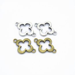 En vrac 500 pcs / lot Clover Quatrefoil Connecteur Liens Charms Argent Bronze Plaqué 21 15mm Choisissez votre quantité268n