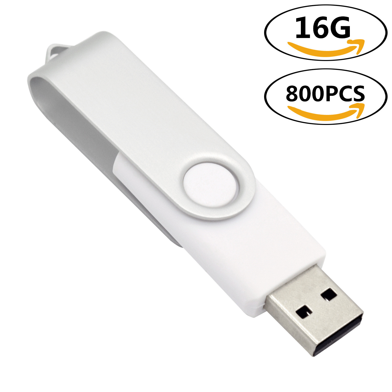 Bulk 800 st 16 GB USB Flash Drives Metal Rotating Memory Sticks Swivel USB Pen Drive Thumb STRAGE LED Indikator för dator bärbar tablett