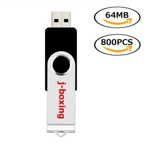 Bulk 800 stks 64 MB USB Flash Drives Metalen Roterende Memory Sticks Swivel USB Pen Drive Thumb Opslag LED-indicator voor computer Laptop Tablet