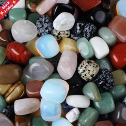 Surtido a granel de piedras caídas mixtas, lapislázuli, cristal, aventurina, obsidiana, piedras preciosas, minerales de roca para Reiki Chakra, cuentas curativas para jardín D296j