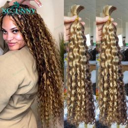 Cabello humano a granel para trenzar resaltado rizado suelto onda profunda doble dibujado Boho trenzas sin nudos paquetes sin trama al por mayor 240130