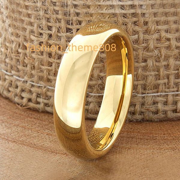 Joyería a granel China Venta al por mayor Anillos de compromiso de tungsteno 6 mm chapado en oro