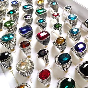 Bulk veel 30 stks Multi-stijlen Mix Grote Zirkoon Steen Zilveren Ringen voor Vrouwen Vintage Heren Luxe Antieke Kristallen Ringen Hele Weddi218C