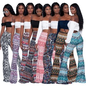 Lots en vrac Articles en gros Femmes Bootcut Pantalon Mode Imprimer Flare Pantalon Cloche Pantalon Pleine Longueur B8704