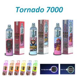 100% RandM Tornado 7000 Puffs E cigarettes jetables Vape Pen Kits 53 couleurs