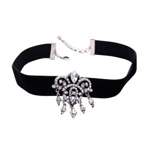 Bulkprijs 2021 Crystal Geometrische hanger Choker Wide Black Velvet Necklace Women Fashion Jewelry Chokers