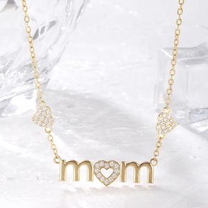 Precio a granel, collares con colgante de carta de amor de circonita de cobre, collar de joyería de cumpleaños para el día de la madre a la moda, regalo para mamá