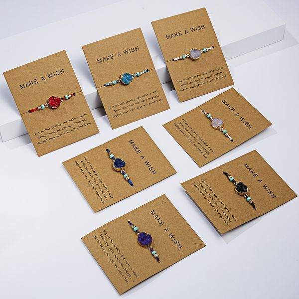 Prix ​​en vrac Bracelet en résine fait à la main pour les hommes les femmes font une carte de souhait de la chaîne de corde charmante bracelets bijoux cadeau