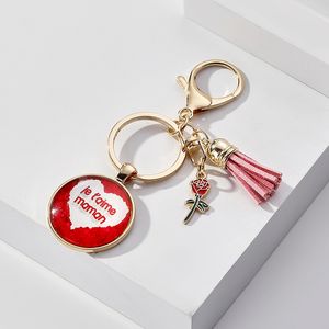 Bulkprijs Moederdag Keychains Gift Time Gem Hanger Keychain Rose Rose Mom Tassel Key Chain Sieraden Accessoire