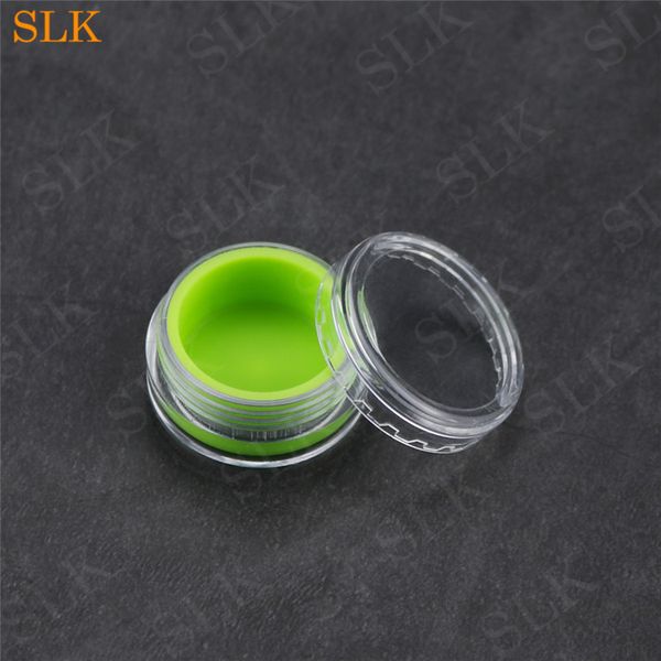 Ventes en vrac 5ml contenants de cire acrylique pot de silicone contenants de cire dab contenants d'huile en plastique avec couvercles transparents
