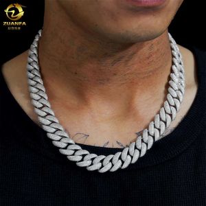 Bulkgrootte 20 mm zware ketting S Sterling Sier Hip Hop Iced Vvs Moissanite Diamond Cuban Link Chain Moissanite