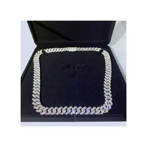 Bulklevering 12 mm Moissanite Diamond Solid Sier wit vergulde Miami Cubaanse schakelketting 18 24 lengte voor modemarkt