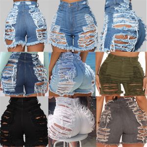 Bulk Groothandel gescheurd Cut Out Out Denim Shorts Designer Women Summer Clothing Casual Hole Jean Shorts Femme High Street Outfits 9595