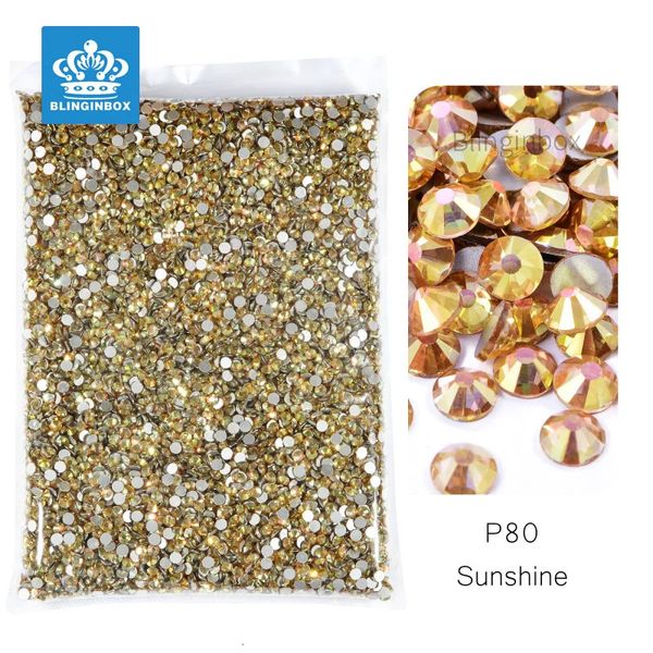 Vente en gros en vrac Sunshine Non fix s Flatback diamant paillettes verre Nail Art cristaux pour ongles robe de mariée 240219