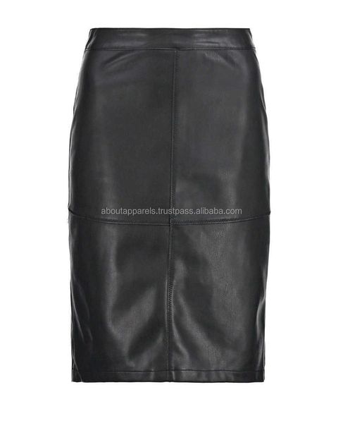 Falda corta de piel de oveja auténtica para mujer, falda de cuero negra larga con espalda abierta, venta al por mayor