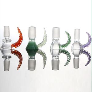 Bull Horn 14mm 18mm Bols En Verre Fumer Mélanger Les Couleurs Avec Le Filtre De Poignée De Tige Ronde 6 Joints De Bol Épais Colorés Pour Pipe À Eau De Bong À Quartz