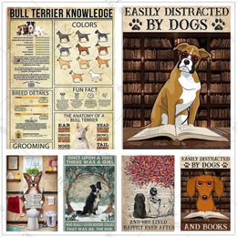 Bull Terrier Knowledge metalen tinnen tekens Wall Art Decor Cartoon Dog Dieren Pet Metal Plats Farm Boerderij Teken metalen posters 20x30cm Woo