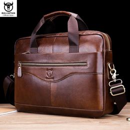 Bullcaptain Messager Messenger Bags Messenger Mens Mens en cuir authentique de 14 pouces Office Business Handsbag 240418