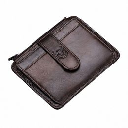 Bullcaptain en cuir authentique RFID Blocking Blocking Card Holder Credit Cart Wallet Mini Slim Wallet Card ID Holders Man Busin B6RL #