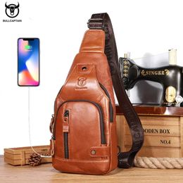BULLCAPTAIN – sac à bandoulière en cuir pour hommes, poche de poitrine, avec sac Rechargeable USB, peut être utilisé pour les poches IPai de 79 pouces, 240301