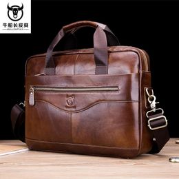 Bullcaptain Real Leather Vintage Mens Messenger Bag/Casual Business Bag Fashion Cowhide Male commerciële aktetas 240418