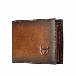 Bullcaptain RFID blocage portefeuille en cuir pour hommes à deux volets mince portefeuille multi-carte titulaire de la carte ID portefeuille QB 05 78gw #