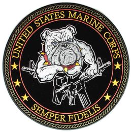 Bulldog en Guns USMC Semper Fidelis grote rug geborduurd opstrijkbare of naai patch - 10x10 INCH 244q