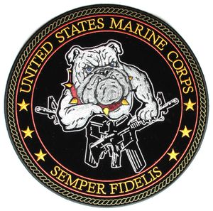 Bouledogue et pistolets, USMC, Semper Fidelis grand dos brodé fer sur ou coudre sur Patch - 10 x 10 pouces livraison gratuite