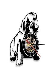 Bulldog laser gravé en vinyle Record mural horloge cadeau pour les amoureux des chiens propriétaires en chien Puppy Puppy Pet Store Decor Time Hanging montre x0723480390