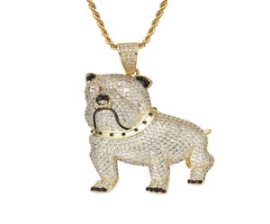 Bulldog Pendant Hip Hop Collier Micro Pave CZ Zircon avec chaîne 18kt Gold Plated Bijoux Rappement Accessoires Birthday Gift7118644