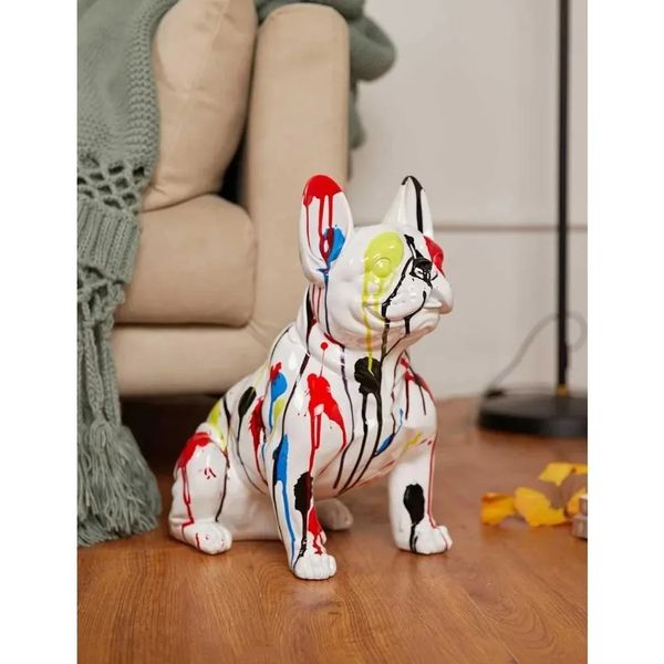 Statue de bouledogue, Sculpture d'animal, décoration moderne, Center de Table, artisanat, cadeaux pour la maison, statues décoratives en résine, décor 240122