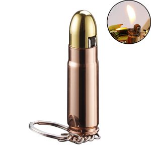 Briquet à balles en silex pour hommes, porte-clés, or Rose, rechargeable, en métal, Butane, flamme, briquet à cigarettes