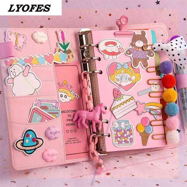 Bullet Lined Journal Sketchbook Pocket Planner Girls Diary Blocs de notas lindos Papelería Cuadernos Diarios Escuela Oficina Suministros 210611