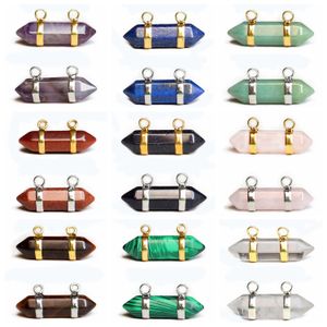 Bullet Forme Healing Point Chakra Pendants pour fabriquer des bijoux Collier Hexagonal Quartz Crystal Stone Chark Choker Women Men