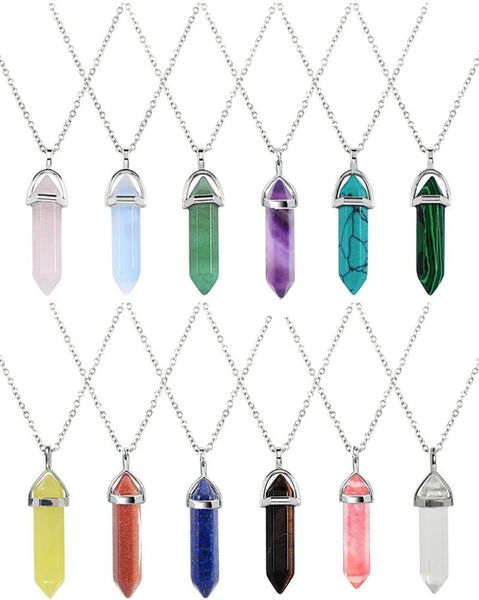 Forme de balle véritable améthyste cristal naturel Quartz point de guérison Chakra perle pierre précieuse opale pierre pendentif chaîne colliers bijoux2901818