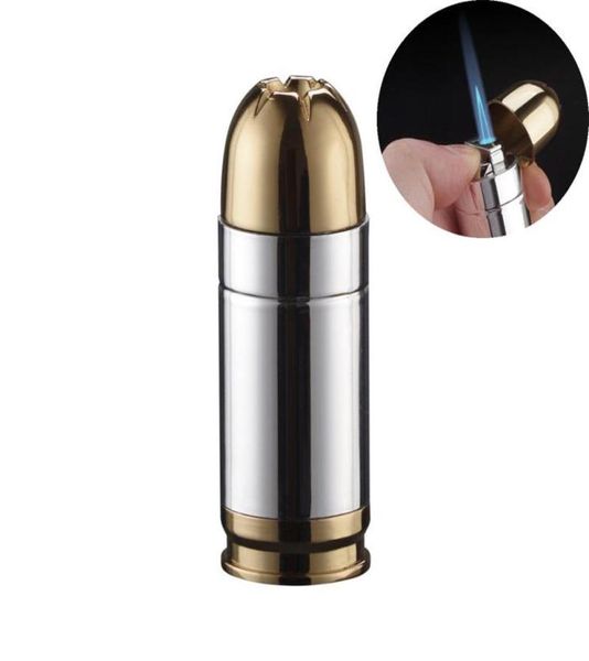 Bullets en forme de balle plus légère rechargelable Metal Butane Gas Torch Lights Flame Blue Blue For Men Cigarette Cigar298B9258970