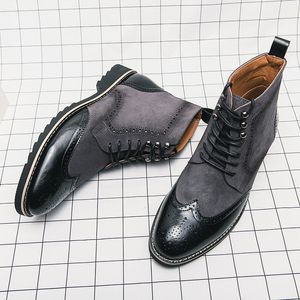 Bullock sculpture designer hommes chaussures martin bottes épissant les chaussures de robe à lacets à lacets à haut à haut décontractés classiques.