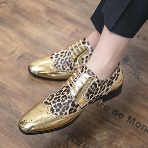 Mocasines con estampado de leopardo de Bullock, zapatos informales para hombre, cuero, oro, plata, moda clásica, tendencia puntiaguda para jóvenes, fiesta diaria británica, boda, zapatos de negocios, talla grande 39-45