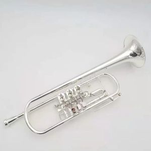 BULUKE BDK-600S argent plaqué professionnel B trompette plate trompette à clé plate avec embout instruments à vent