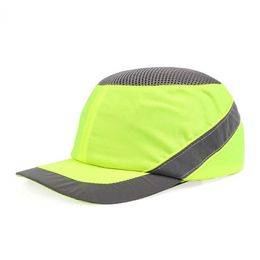Bump Cap casco de seguridad para el trabajo con rayas reflectantes verano transpirable seguridad anti-impacto cascos ligeros sombrero protector
