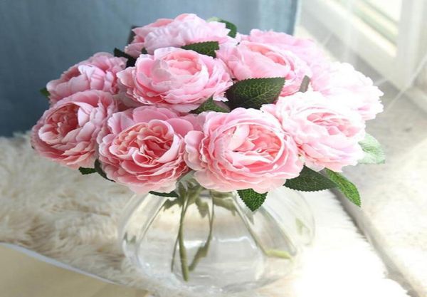 Bunch European Artificial Flower Fake Peony Bridal Bouquet Mariage Christmas Party Decorative GA4806237361